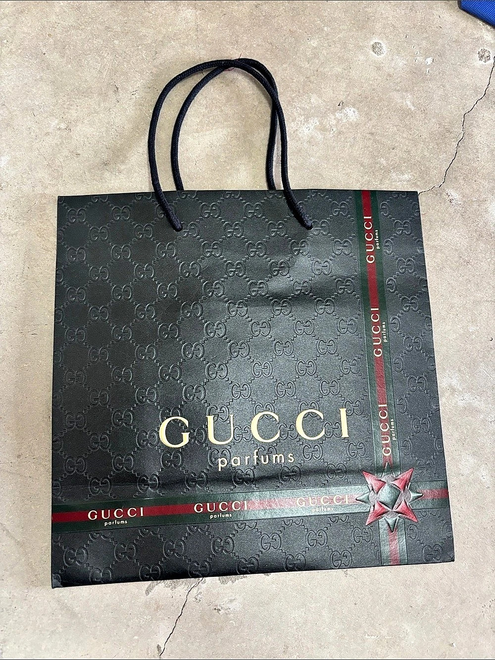 Gucci Parfums Black Embossed GG Paper Shopping Bag (gift bag)